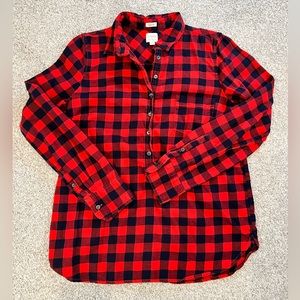 Jcrew perfect fit plaid half button shirt